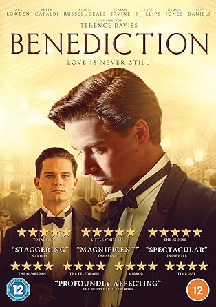 Benediction film poster showing man in suit looking serious