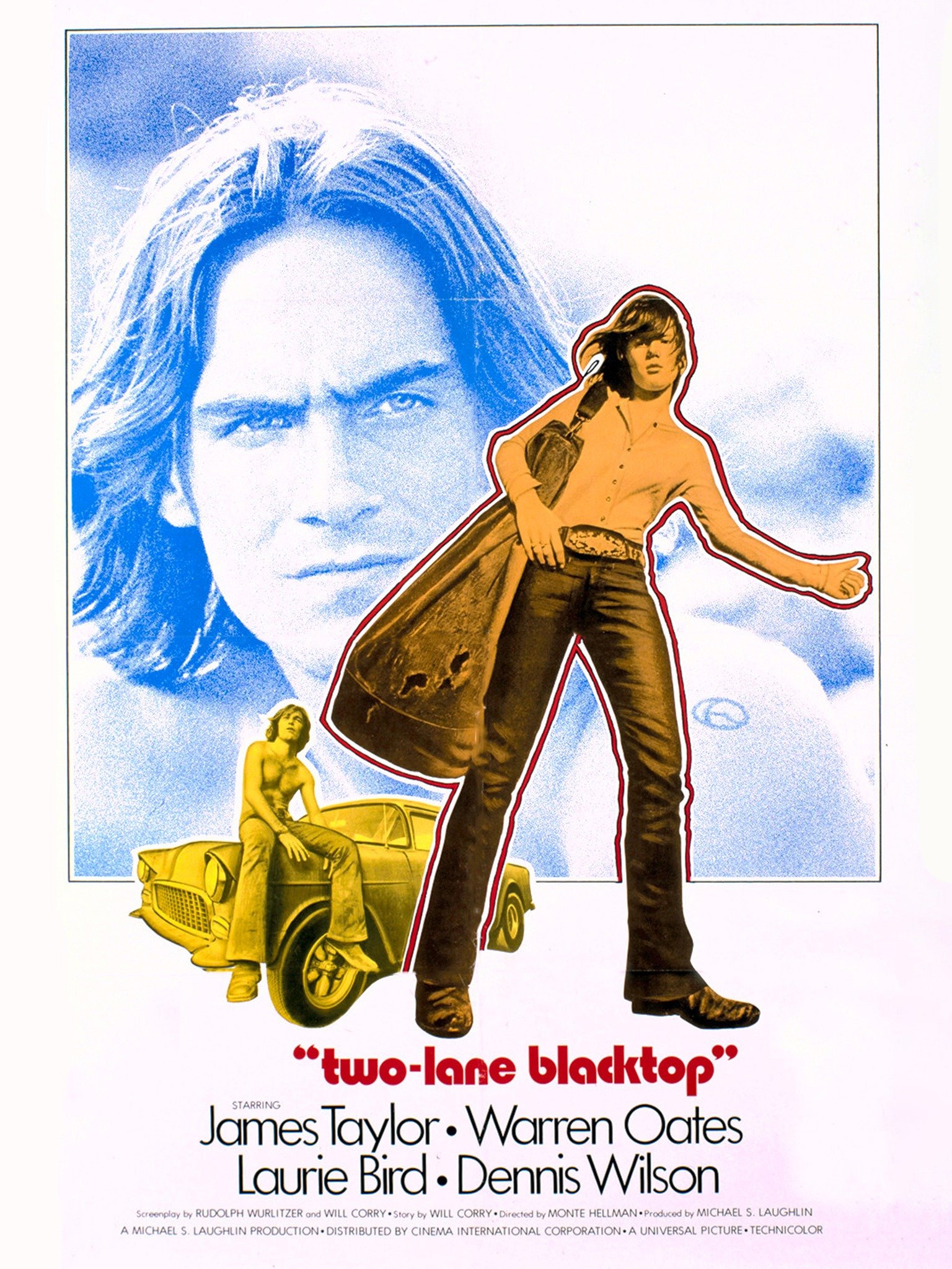 Two Lane Blacktop film poster with man and car