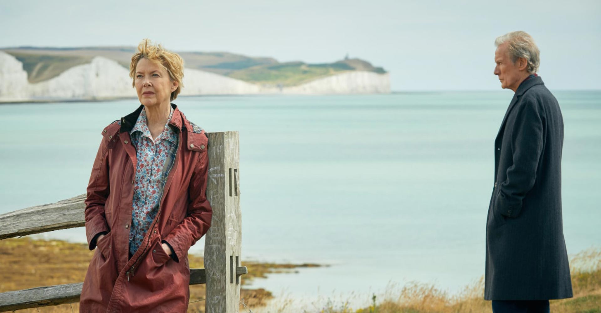 Annette Bening and Bill Nighy by the seaside