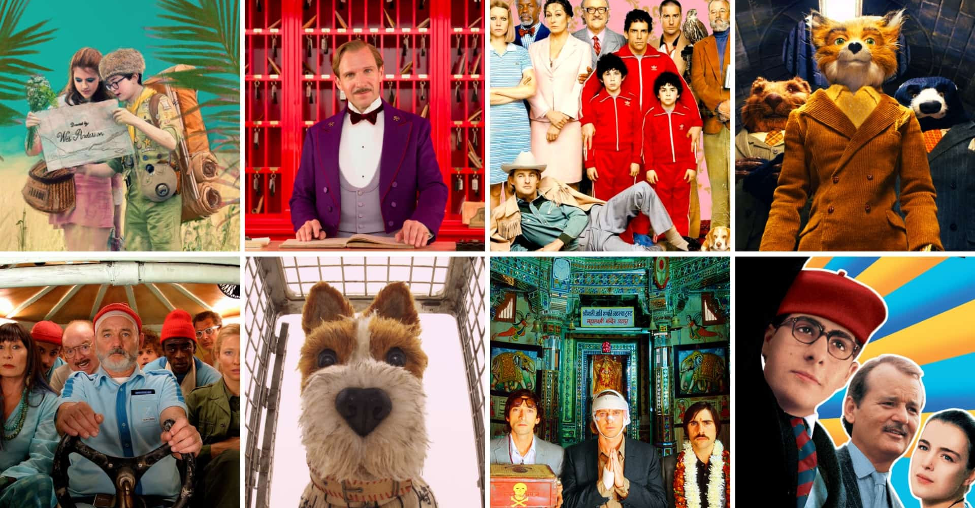 Collage of different Wes Anderson films